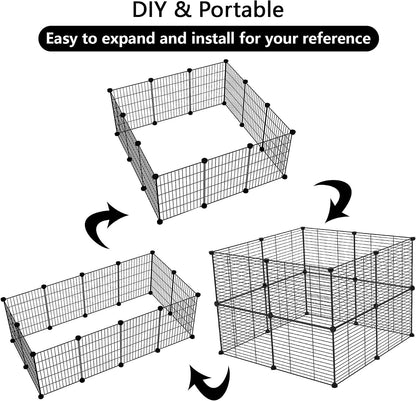 Pet Playpen, Small Animals Supplies, 12 Panels, 12" × 15", White