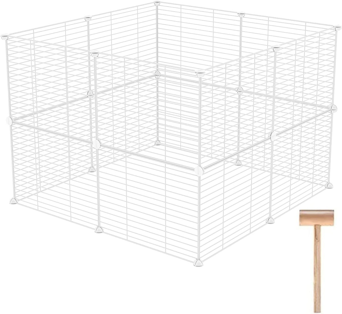 Pet Playpen, Small Animals Supplies, 12 Panels, 12" × 15", White