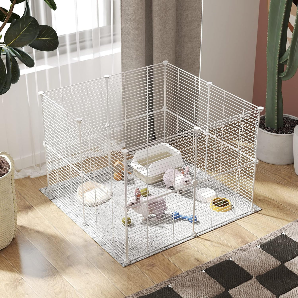 Pet Playpen, Small Animals Supplies, 12 Panels, 12" × 15", White