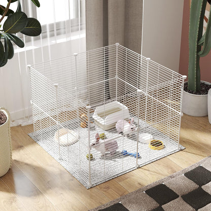 Pet Playpen, Small Animals Supplies, 12 Panels, 12" × 15", White