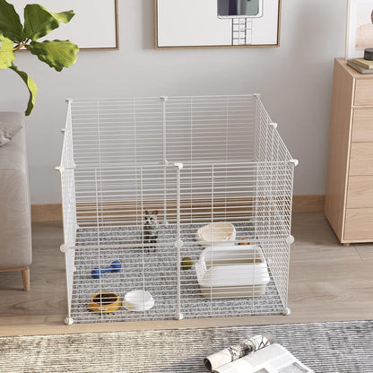 Pet Playpen, Small Animals Supplies, 12 Panels, 12" × 15", White