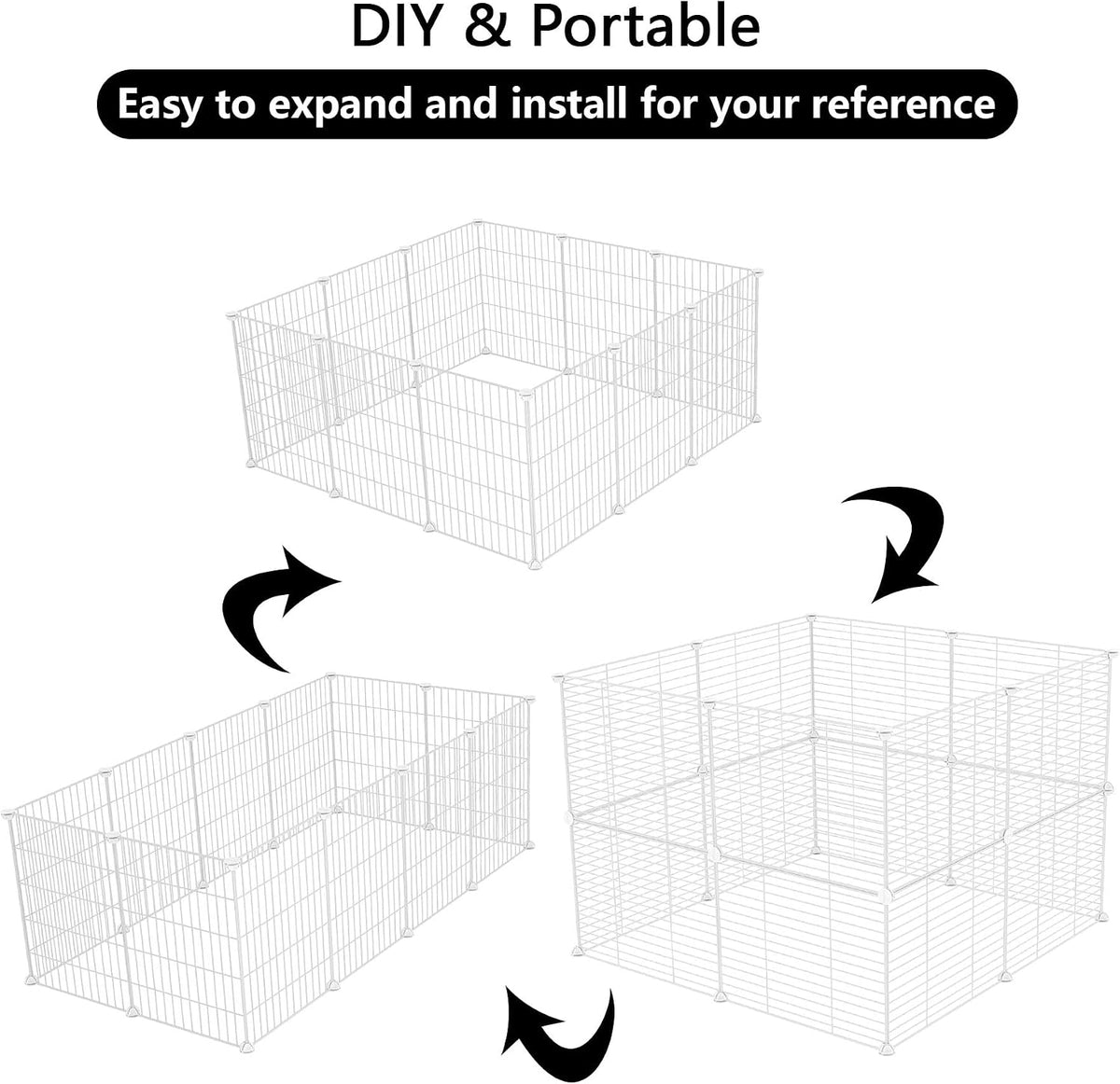 Pet Playpen, Small Animals Supplies, 12 Panels, 12" × 15", White