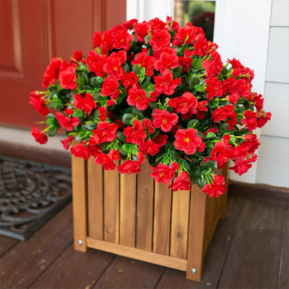 Artificial Fake Camellia Flowers Plants for Outdoor Outside Spring Decoration, Faux Silk Hotpink Camellias UV Resistant Look Real for Planter Porch Patio Garden Yard, 3 Large Bundles