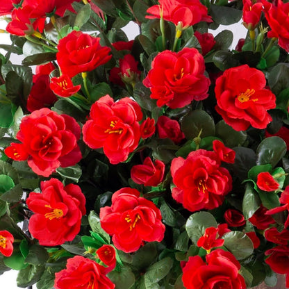 Artificial Fake Camellia Flowers Plants for Outdoor Outside Spring Decoration, Faux Silk Hotpink Camellias UV Resistant Look Real for Planter Porch Patio Garden Yard, 3 Large Bundles