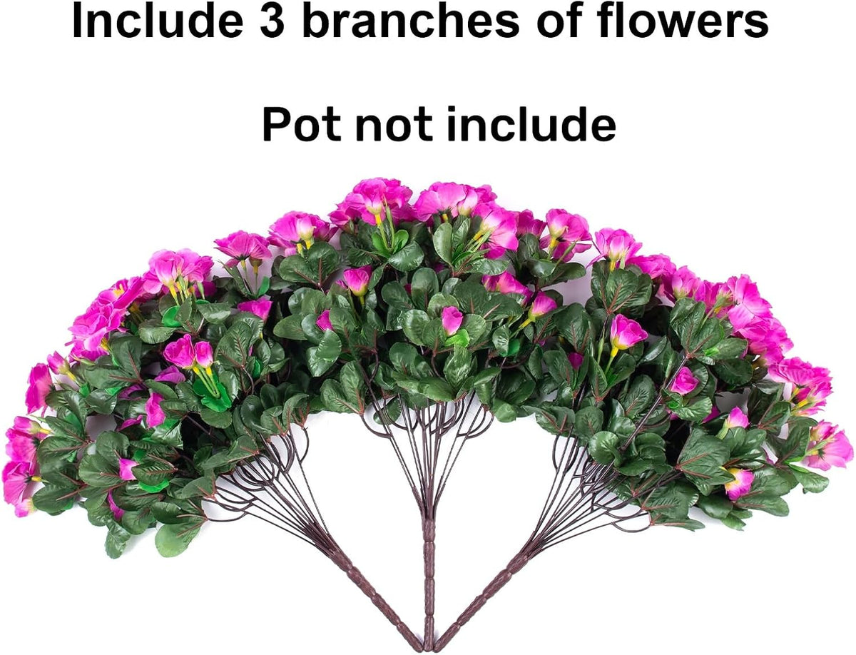 Artificial Fake Camellia Flowers Plants for Outdoor Outside Spring Decoration, Faux Silk Hotpink Camellias UV Resistant Look Real for Planter Porch Patio Garden Yard, 3 Large Bundles