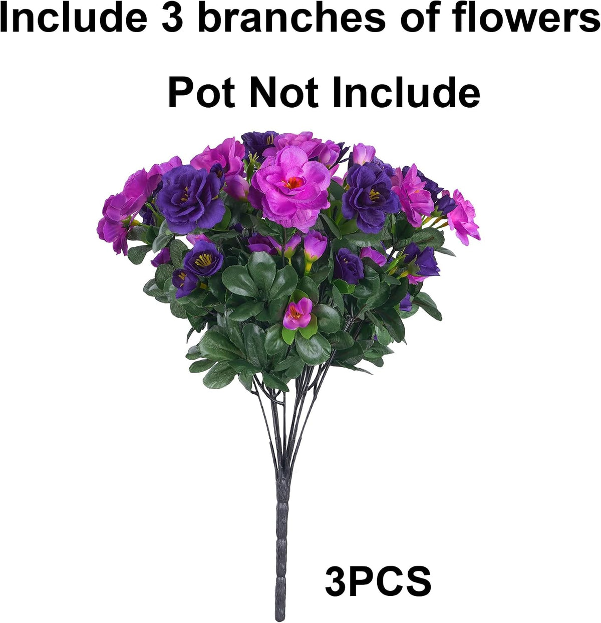 Artificial Fake Camellia Flowers Plants for Outdoor Outside Spring Decoration, Faux Silk Hotpink Camellias UV Resistant Look Real for Planter Porch Patio Garden Yard, 3 Large Bundles