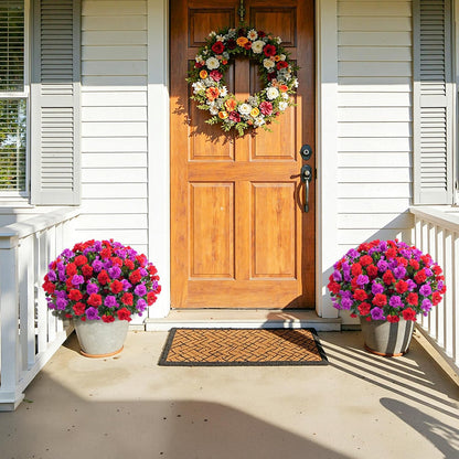Artificial Fake Camellia Flowers Plants for Outdoor Outside Spring Decoration, Faux Silk Hotpink Camellias UV Resistant Look Real for Planter Porch Patio Garden Yard, 3 Large Bundles