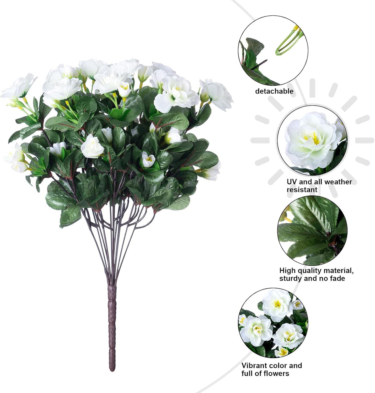 Artificial Fake Camellia Flowers Plants for Outdoor Outside Spring Decoration, Faux Silk Hotpink Camellias UV Resistant Look Real for Planter Porch Patio Garden Yard, 3 Large Bundles