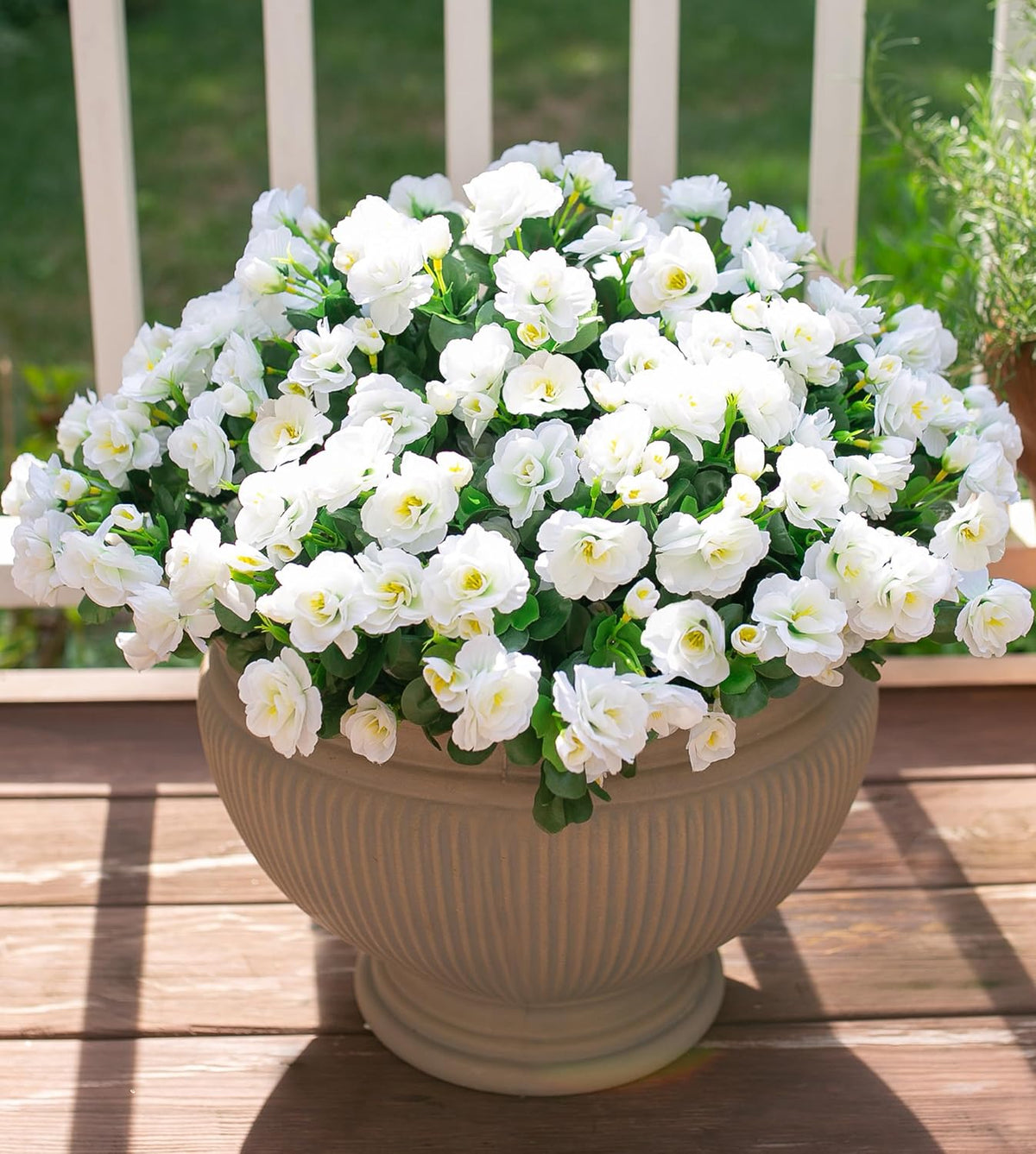 Artificial Fake Camellia Flowers Plants for Outdoor Outside Spring Decoration, Faux Silk Hotpink Camellias UV Resistant Look Real for Planter Porch Patio Garden Yard, 3 Large Bundles