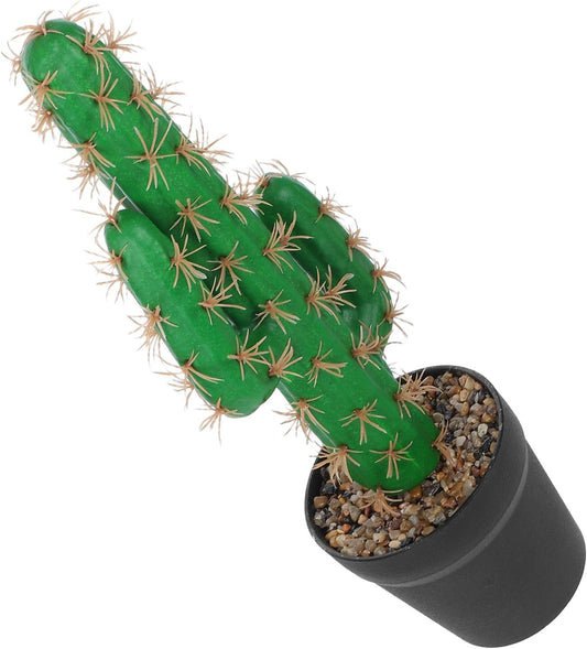 Faux Cactus Artificial Succulent Plant in Pot, Tall Greenery for Indoor Office and Reptile Terrarium Décor, Artificial Potted Cactus for Home Tabletop Decoration