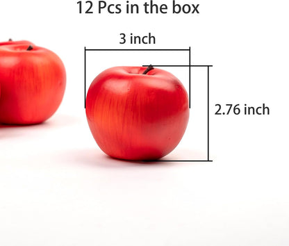 12Pcs Artificial Red Fake Apples for Decoration