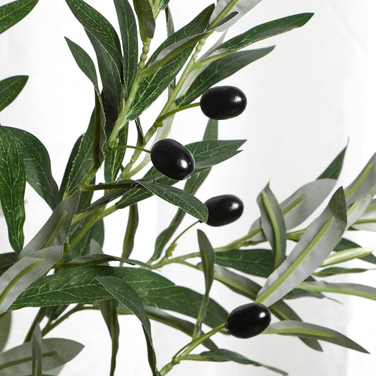 6FT Faux Olive Tree with Fruits White Pot, Indoor Home Decor | Faux Silk Plant, Lifelike Fruits,Safe Materials,Easy to Assemble,Indoor Fake Potted Tree