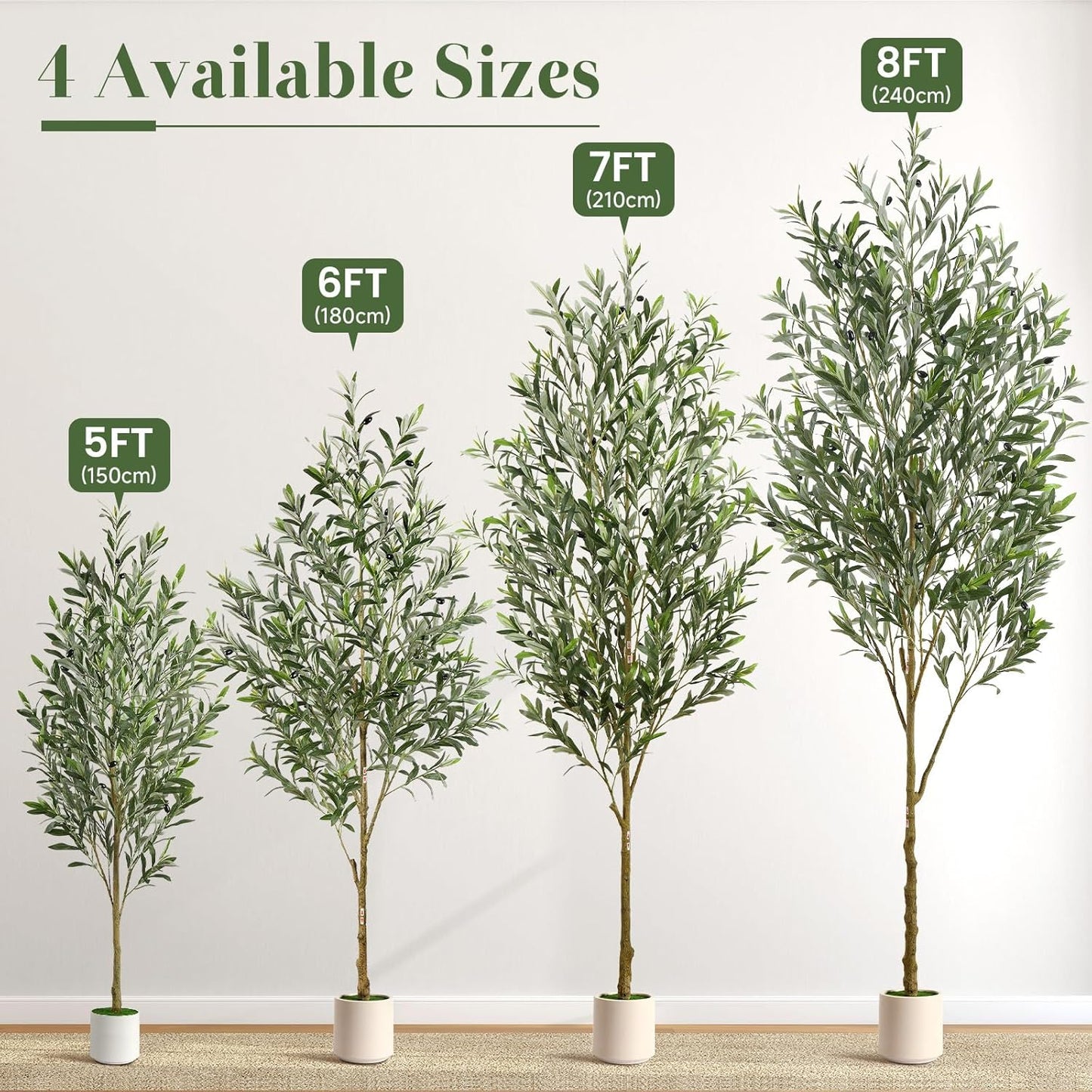 6FT Faux Olive Tree with Fruits White Pot, Indoor Home Decor | Faux Silk Plant, Lifelike Fruits,Safe Materials,Easy to Assemble,Indoor Fake Potted Tree