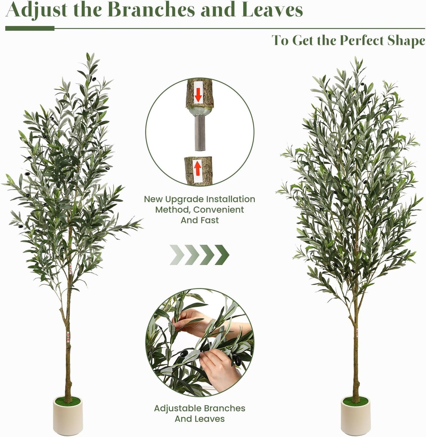 6FT Faux Olive Tree with Fruits White Pot, Indoor Home Decor | Faux Silk Plant, Lifelike Fruits,Safe Materials,Easy to Assemble,Indoor Fake Potted Tree