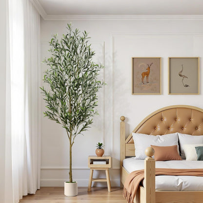 6FT Faux Olive Tree with Fruits White Pot, Indoor Home Decor | Faux Silk Plant, Lifelike Fruits,Safe Materials,Easy to Assemble,Indoor Fake Potted Tree