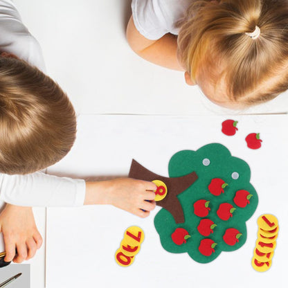 Felt Apple Tree Math Area Toy Educational Counting Game for Toddlers Preschool Early Childhood Learning with Mini Toy Apples 10.6 Inch