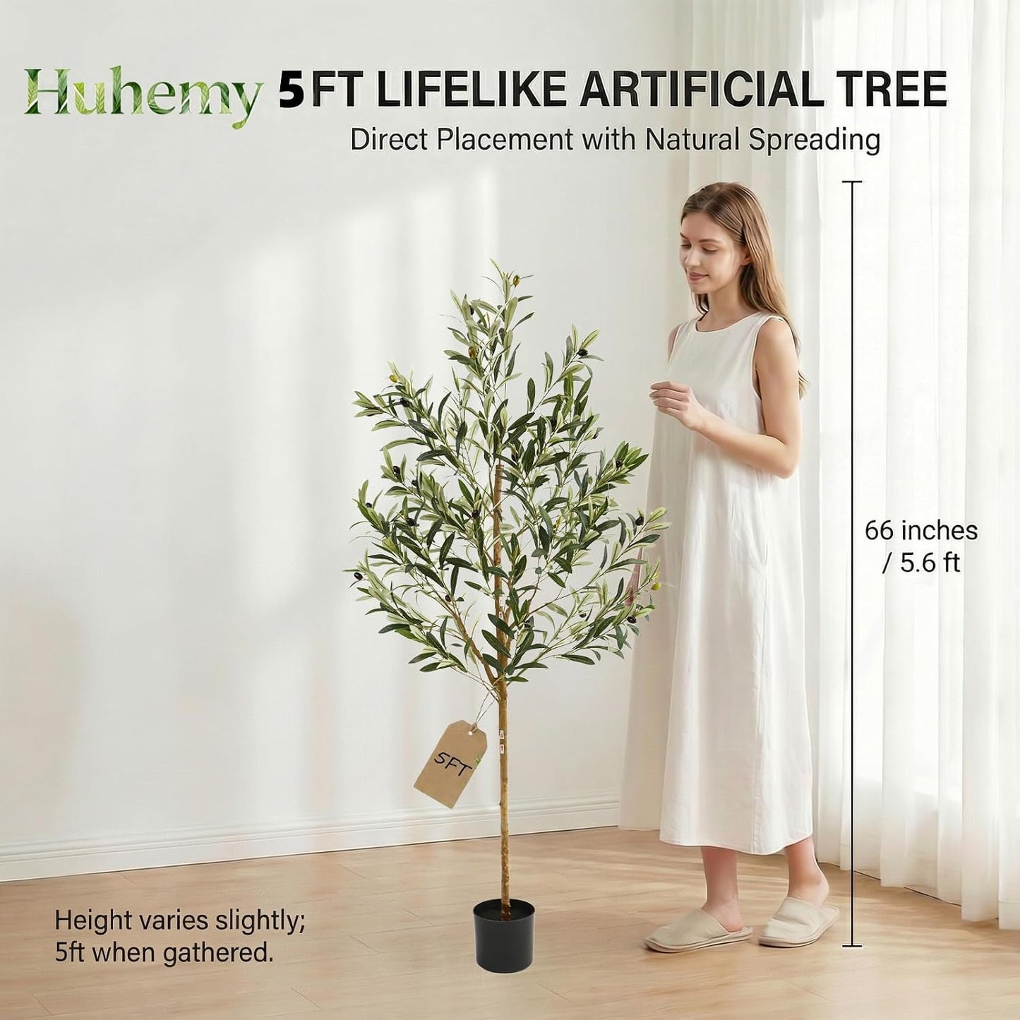 4FT Olive Trees Artificial Indoor,Fake Olive Tree with Natural Wood Trunk and Olive Branches and Lifelike Fruits,Faux Olive Tree for Home Office House Living Room Decor.