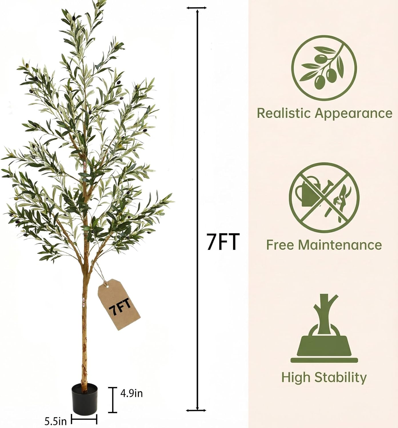 4FT Olive Trees Artificial Indoor,Fake Olive Tree with Natural Wood Trunk and Olive Branches and Lifelike Fruits,Faux Olive Tree for Home Office House Living Room Decor.