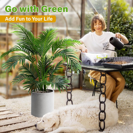 6ft 2-Pack Artificial Areca Palm Plant in Pot, Fake Tropical Cane Palm Silk Tree Indoor Outdoor, Dypsis Lutescens Plants, 70in Lifelike Faux Silk Plant Home Garden Decoration, Housewarming Gift