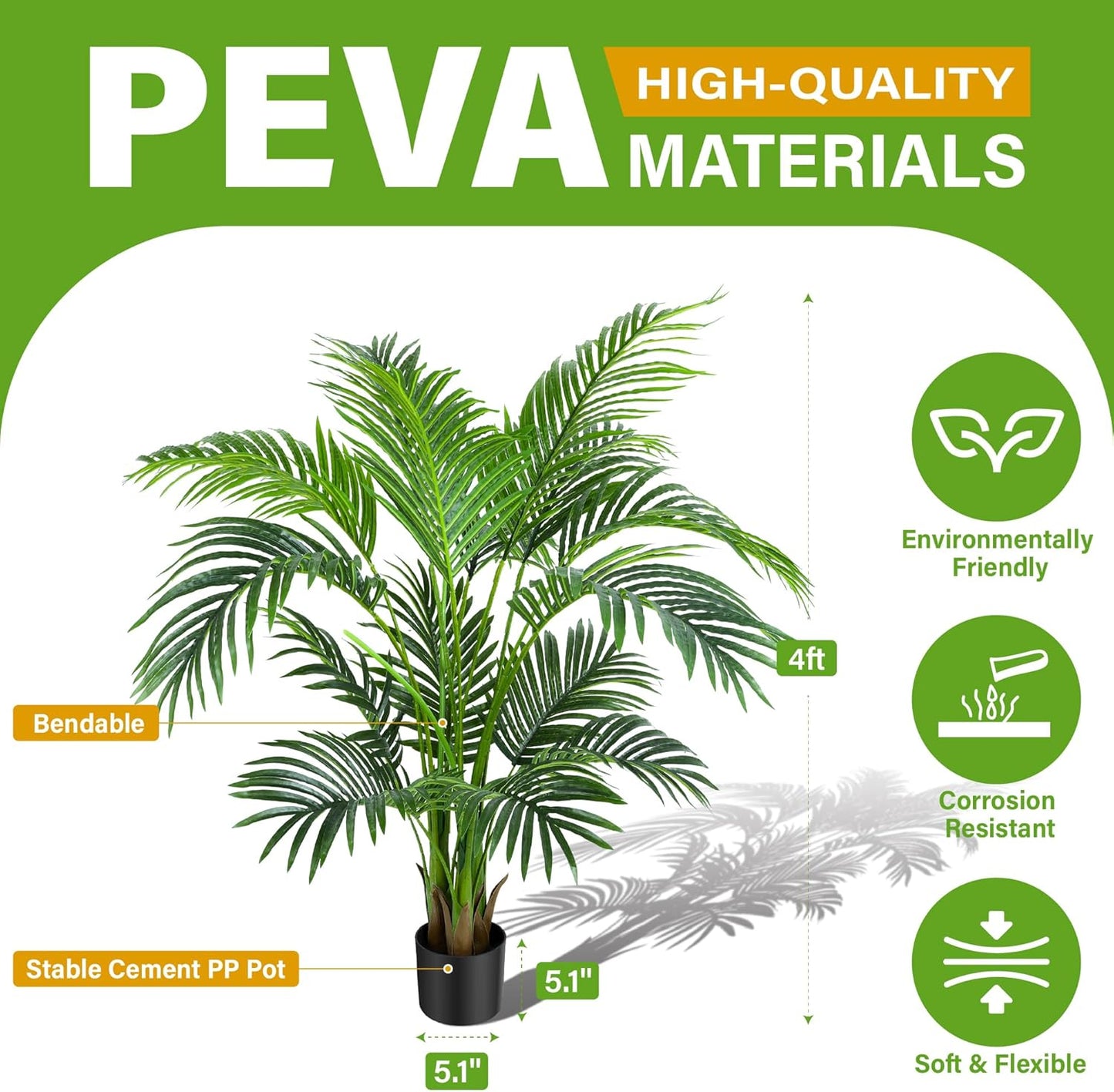 6ft 2-Pack Artificial Areca Palm Plant in Pot, Fake Tropical Cane Palm Silk Tree Indoor Outdoor, Dypsis Lutescens Plants, 70in Lifelike Faux Silk Plant Home Garden Decoration, Housewarming Gift