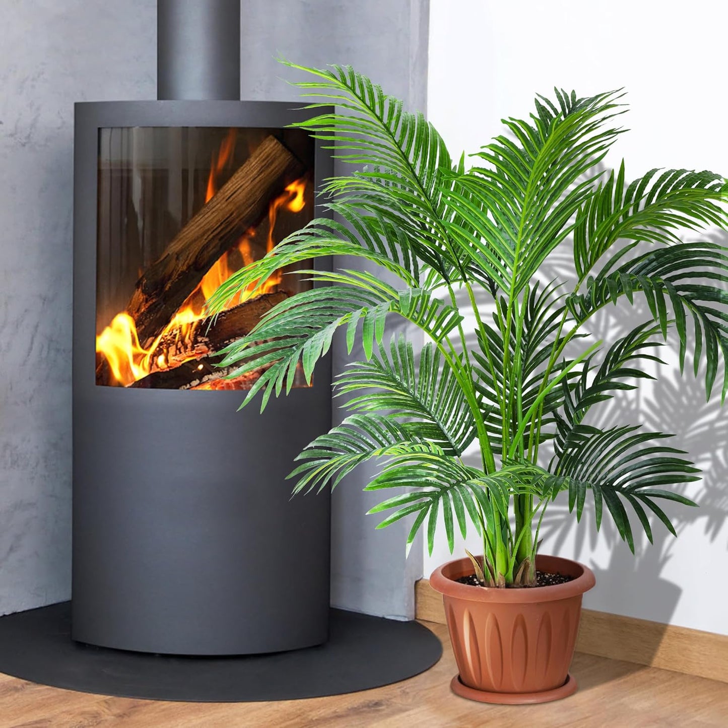 6ft 2-Pack Artificial Areca Palm Plant in Pot, Fake Tropical Cane Palm Silk Tree Indoor Outdoor, Dypsis Lutescens Plants, 70in Lifelike Faux Silk Plant Home Garden Decoration, Housewarming Gift