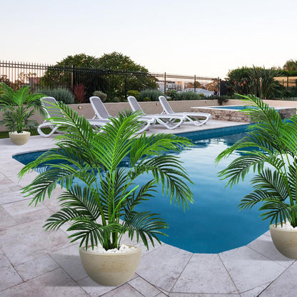 6ft 2-Pack Artificial Areca Palm Plant in Pot, Fake Tropical Cane Palm Silk Tree Indoor Outdoor, Dypsis Lutescens Plants, 70in Lifelike Faux Silk Plant Home Garden Decoration, Housewarming Gift