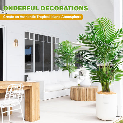 6ft 2-Pack Artificial Areca Palm Plant in Pot, Fake Tropical Cane Palm Silk Tree Indoor Outdoor, Dypsis Lutescens Plants, 70in Lifelike Faux Silk Plant Home Garden Decoration, Housewarming Gift