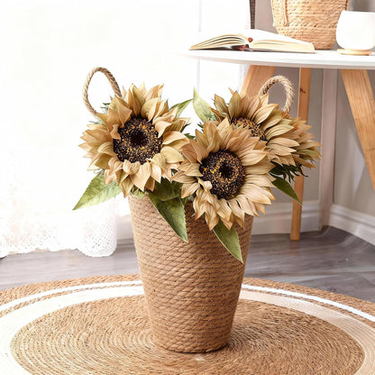 Sunflowers Artificial Flowers, 4Pcs Yellow Real Touch Fake Sunflowers, Large Faux Sun Flowers for Wedding,Birthday Gifts and Home Decoration