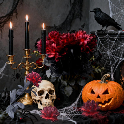 12Pcs Artificial Dahlia Flowers Burgundy Gothic Dead Flowers for Halloween