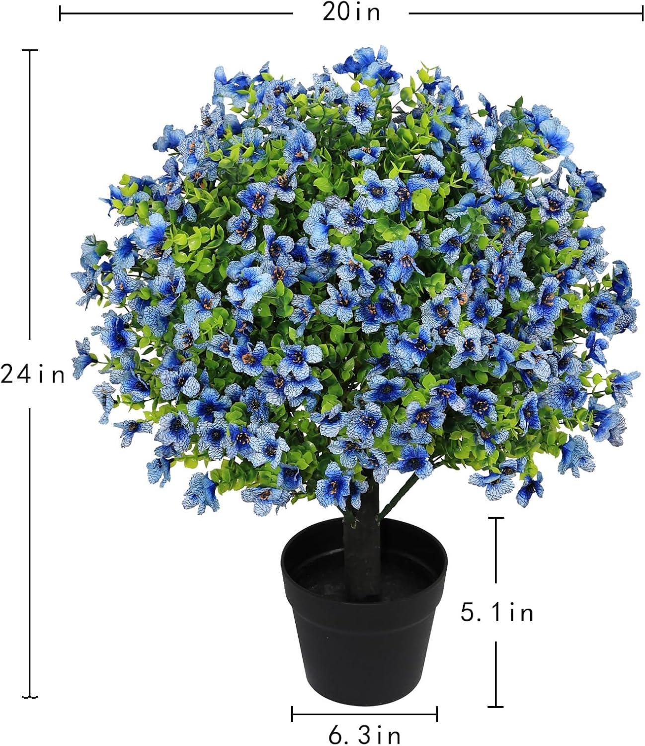 24" Artificial Potted Plants Outdoor Set of 2, UV Resistant Faux Red Flowers with Eucalyptus, Decorative Plants in Pots for Front Porch, Patio & Entryway