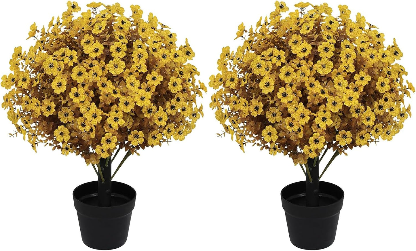24" Artificial Potted Plants Outdoor Set of 2, UV Resistant Faux Red Flowers with Eucalyptus, Decorative Plants in Pots for Front Porch, Patio & Entryway