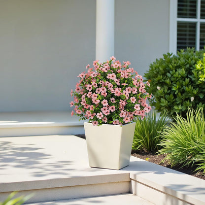 24" Artificial Potted Plants Outdoor Set of 2, UV Resistant Faux Red Flowers with Eucalyptus, Decorative Plants in Pots for Front Porch, Patio & Entryway