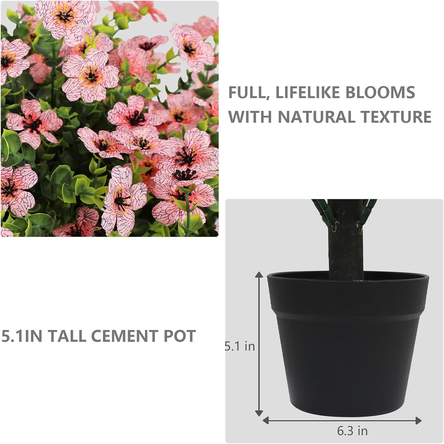 24" Artificial Potted Plants Outdoor Set of 2, UV Resistant Faux Red Flowers with Eucalyptus, Decorative Plants in Pots for Front Porch, Patio & Entryway