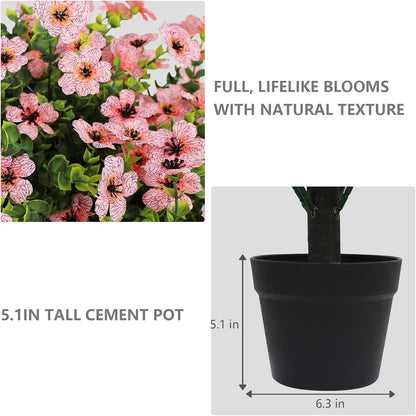 24" Artificial Potted Plants Outdoor Set of 2, UV Resistant Faux Red Flowers with Eucalyptus, Decorative Plants in Pots for Front Porch, Patio & Entryway