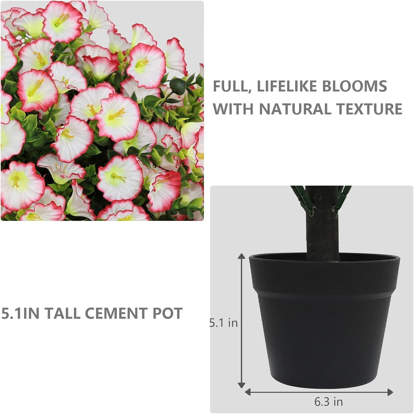 24" Artificial Potted Plants Outdoor Set of 2, UV Resistant Faux Red Flowers with Eucalyptus, Decorative Plants in Pots for Front Porch, Patio & Entryway