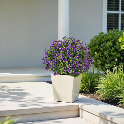24" Artificial Potted Plants Outdoor Set of 2, UV Resistant Faux Red Flowers with Eucalyptus, Decorative Plants in Pots for Front Porch, Patio & Entryway