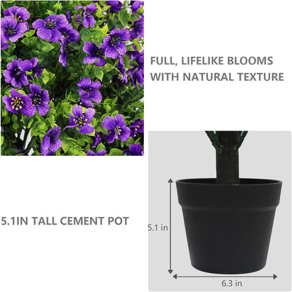 24" Artificial Potted Plants Outdoor Set of 2, UV Resistant Faux Red Flowers with Eucalyptus, Decorative Plants in Pots for Front Porch, Patio & Entryway
