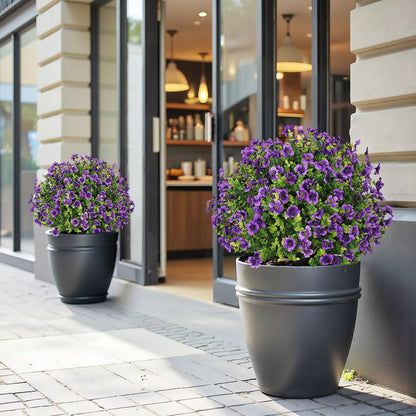 24" Artificial Potted Plants Outdoor Set of 2, UV Resistant Faux Red Flowers with Eucalyptus, Decorative Plants in Pots for Front Porch, Patio & Entryway
