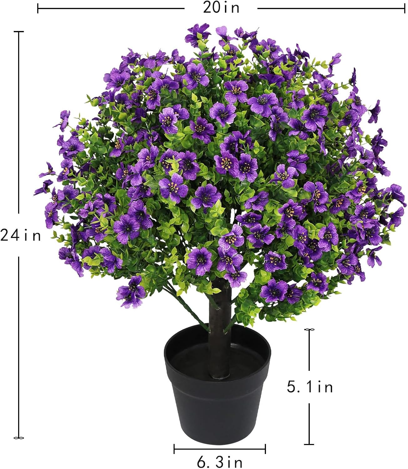 24" Artificial Potted Plants Outdoor Set of 2, UV Resistant Faux Red Flowers with Eucalyptus, Decorative Plants in Pots for Front Porch, Patio & Entryway