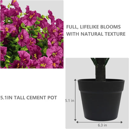24" Artificial Potted Plants Outdoor Set of 2, UV Resistant Faux Red Flowers with Eucalyptus, Decorative Plants in Pots for Front Porch, Patio & Entryway