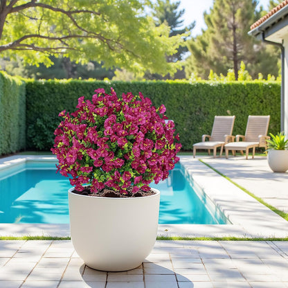 24" Artificial Potted Plants Outdoor Set of 2, UV Resistant Faux Red Flowers with Eucalyptus, Decorative Plants in Pots for Front Porch, Patio & Entryway