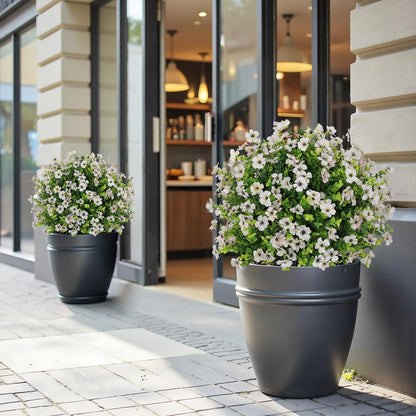 24" Artificial Potted Plants Outdoor Set of 2, UV Resistant Faux Red Flowers with Eucalyptus, Decorative Plants in Pots for Front Porch, Patio & Entryway