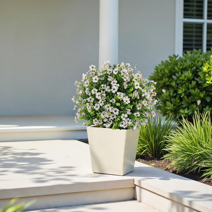 24" Artificial Potted Plants Outdoor Set of 2, UV Resistant Faux Red Flowers with Eucalyptus, Decorative Plants in Pots for Front Porch, Patio & Entryway
