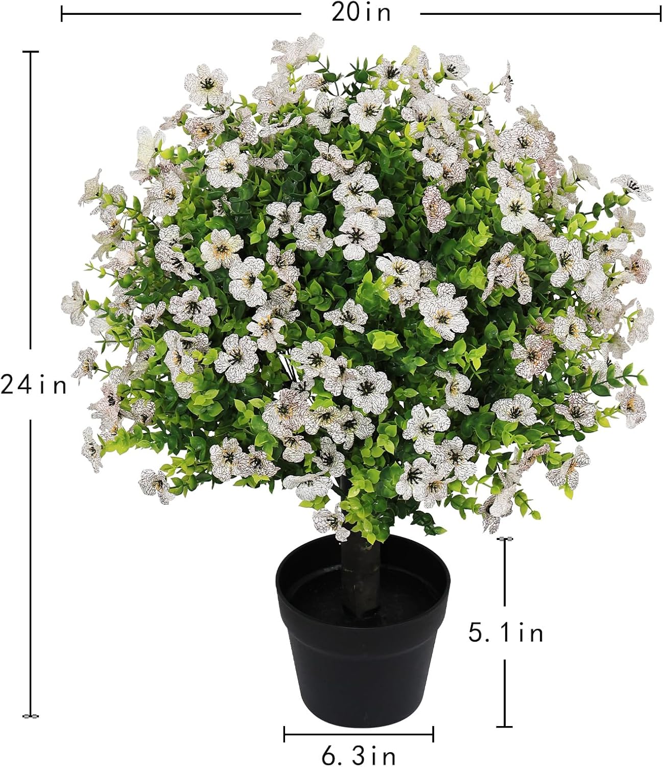 24" Artificial Potted Plants Outdoor Set of 2, UV Resistant Faux Red Flowers with Eucalyptus, Decorative Plants in Pots for Front Porch, Patio & Entryway
