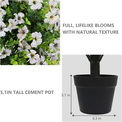 24" Artificial Potted Plants Outdoor Set of 2, UV Resistant Faux Red Flowers with Eucalyptus, Decorative Plants in Pots for Front Porch, Patio & Entryway