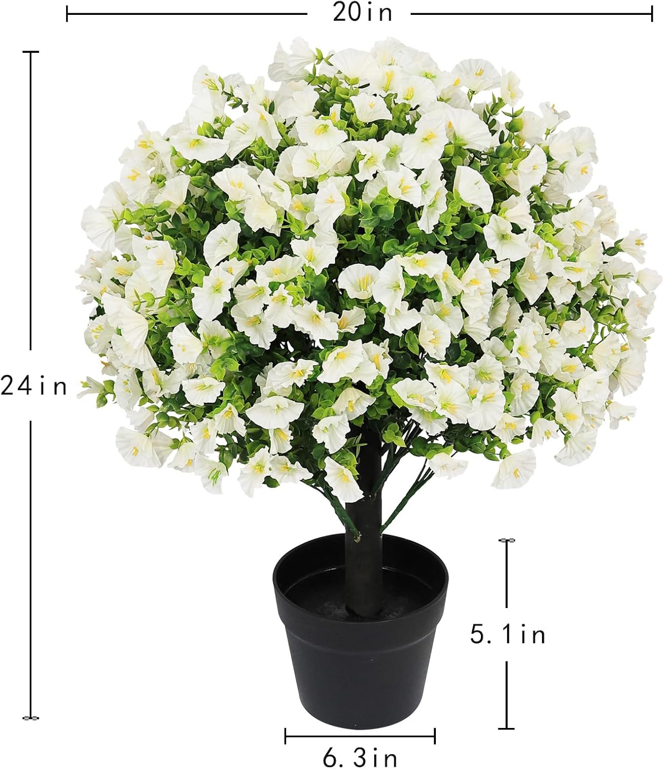 24" Artificial Potted Plants Outdoor Set of 2, UV Resistant Faux Red Flowers with Eucalyptus, Decorative Plants in Pots for Front Porch, Patio & Entryway