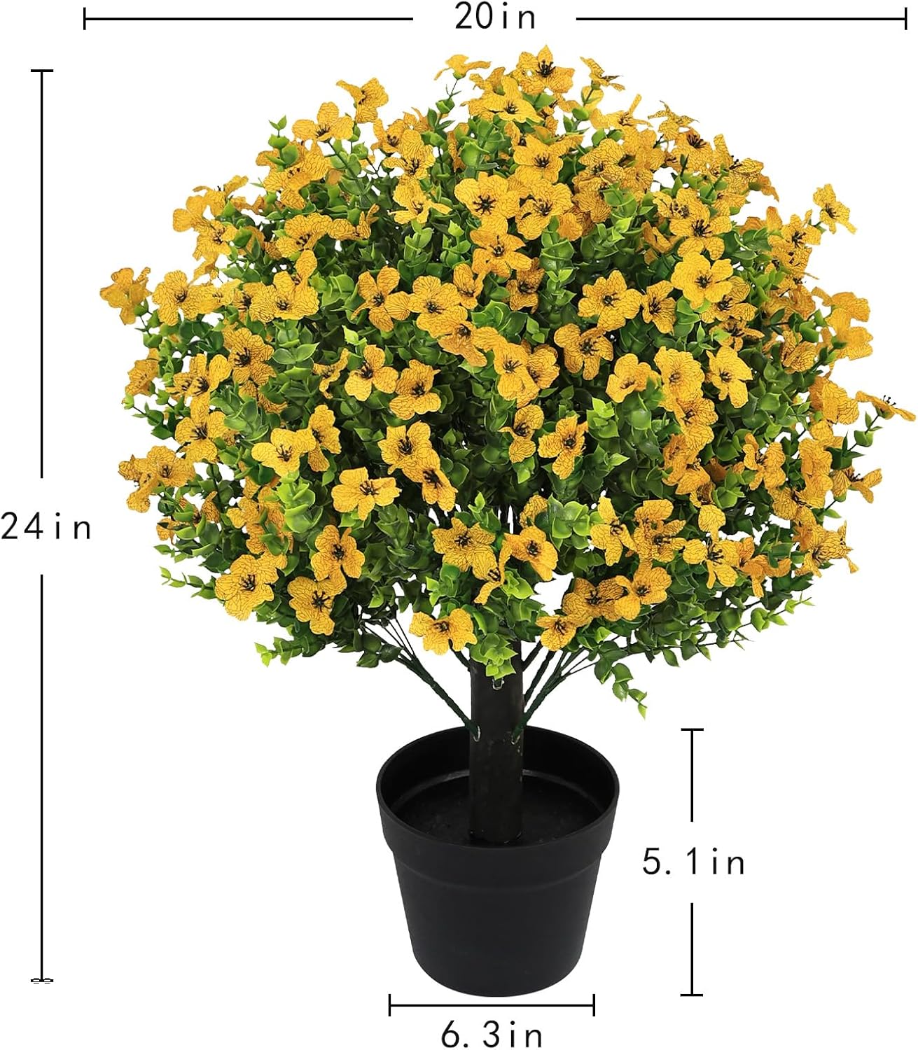 24" Artificial Potted Plants Outdoor Set of 2, UV Resistant Faux Red Flowers with Eucalyptus, Decorative Plants in Pots for Front Porch, Patio & Entryway