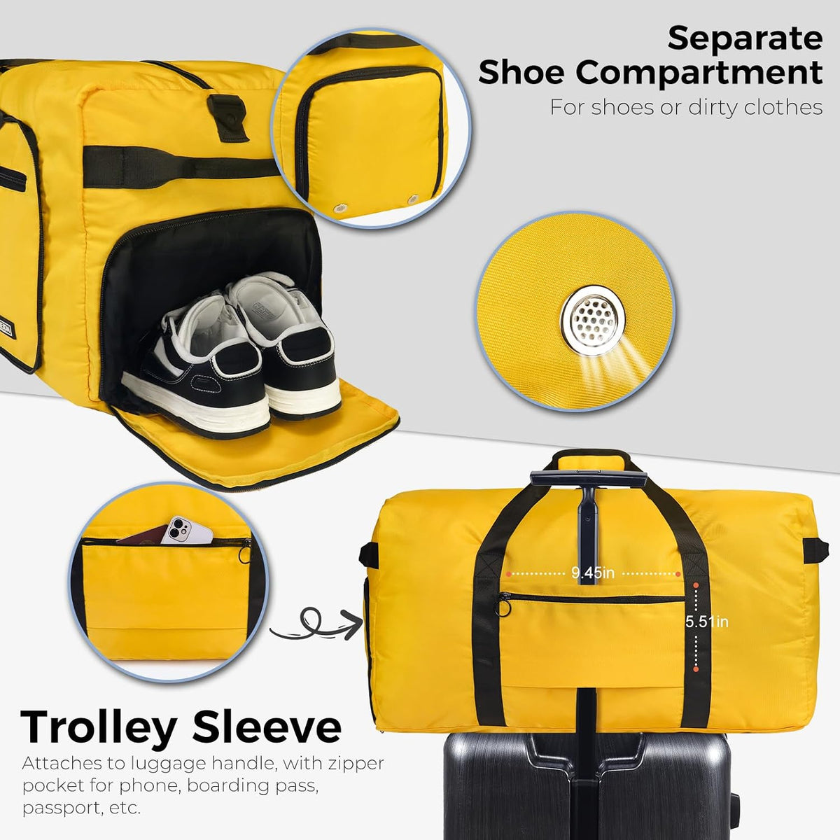 65L Duffle Bag Foldable Travel Duffel Bags for Men Women Travel Bag