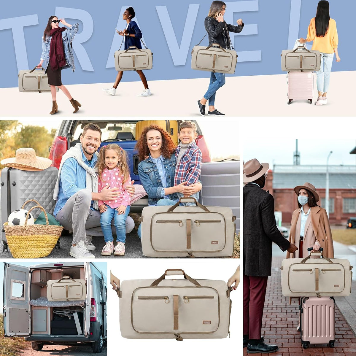 65L Duffle Bag Foldable Travel Duffel Bags for Men Women Travel Bag