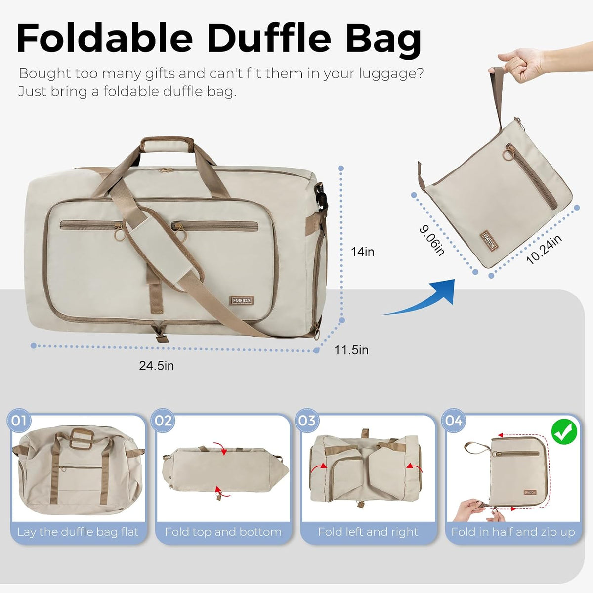 65L Duffle Bag Foldable Travel Duffel Bags for Men Women Travel Bag